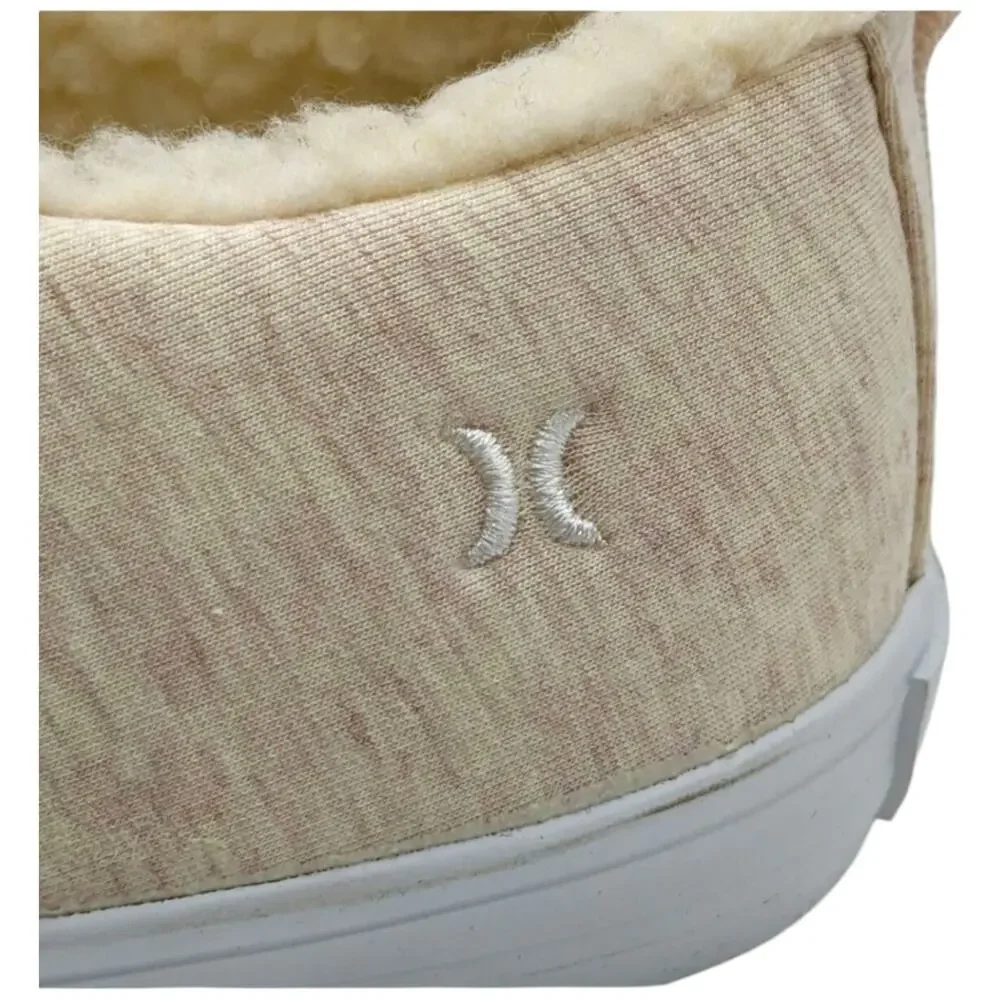 Hurley Fur Lined Womens ARLO PUFF Clog Slip On Loafers Shoes Cream 6 or 7
